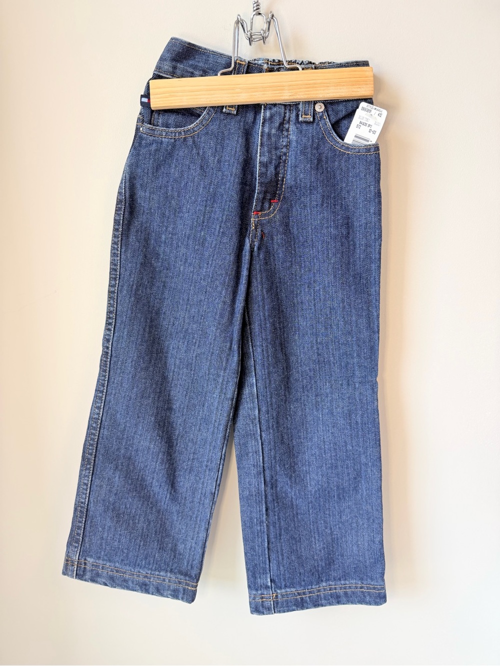 Vintage Deadstock Y2K Tommy Hilfiger “Basics” Striaght Wide Leg Dark Denim 4T
